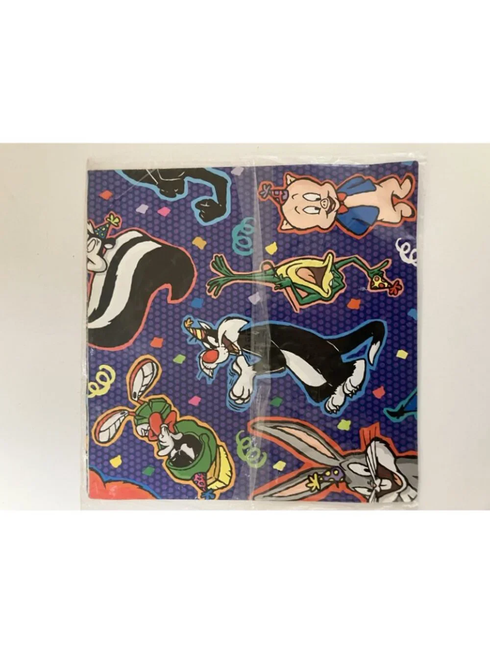 Vintage 90's Looney Tunes Gift Wrap Paper 2 Sheets Hallmark Bugs Bunny Birthday